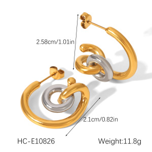 1 Paire De Boucles D'Oreilles Puces Pour Femme, En Acier Inoxydable Imperméable, Couleur Or, De Forme Irrégulière, À Porter Au Quotidien h5 Image2