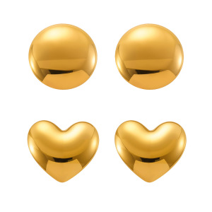 Boucles D'Oreilles Puces Minimalistes En Forme De Cœur, En Acier Inoxydable Étanche, Couleur Or, Pour Femme (1 Paire) h5 Image6