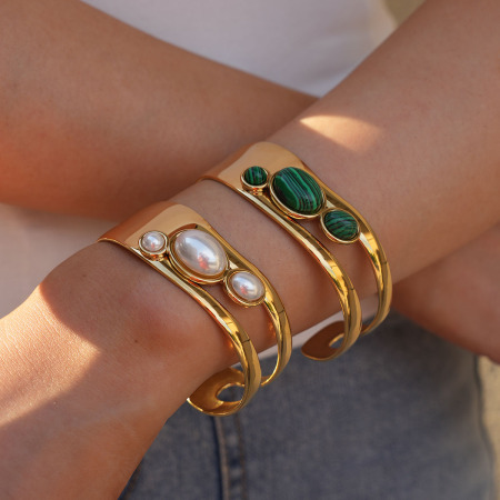 Bracelet manchette élégant et étanche en acier inoxydable pour femme (1 pièce)