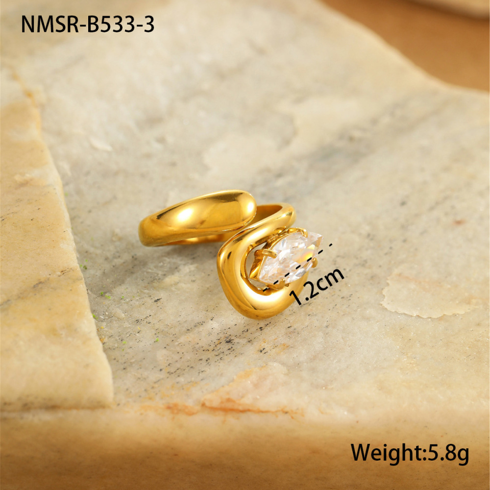 Bague Ajustable Pour Femme, Élégante Et Géométrique, En Acier Inoxydable Étanche, Collection Simple Series (1 Pièce). 