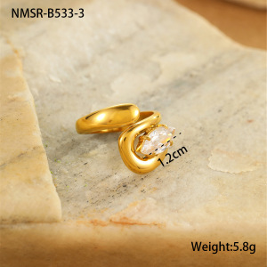 Bague Ajustable Pour Femme, Élégante Et Géométrique, En Acier Inoxydable Étanche, Collection Simple Series (1 Pièce). h5 