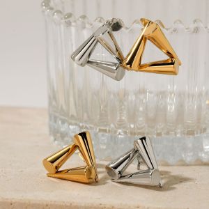 Boucles D'Oreilles Puces Pour Femmes, En Acier Inoxydable, Imperméables, En Forme De Triangle Simple h5 Image4