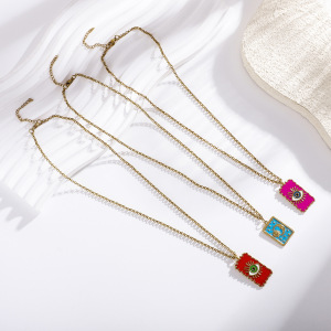 Collier Pendentif Classique Pour Femme, En Acier Inoxydable Étanche, Couleur Or, Avec Motif Tarot (1 Pièce) h5 Image3