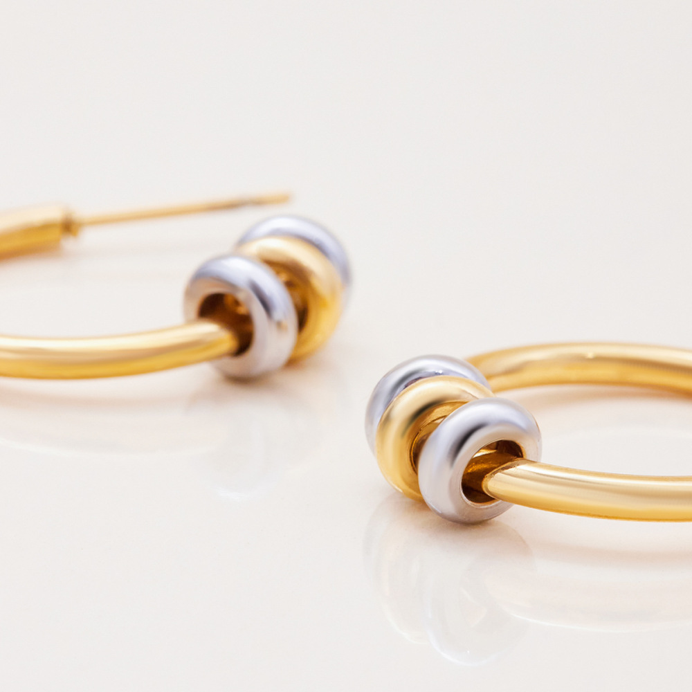 1 Paire De Boucles D'Oreilles Créoles Minimalistes Rondes En Acier Inoxydable Étanche Couleur Or Pour Femme Image4