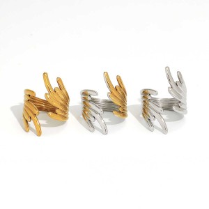 Bague Tendance Casual Wings En Acier Inoxydable Étanche Couleur Or (1 Pièce) h5 Image9