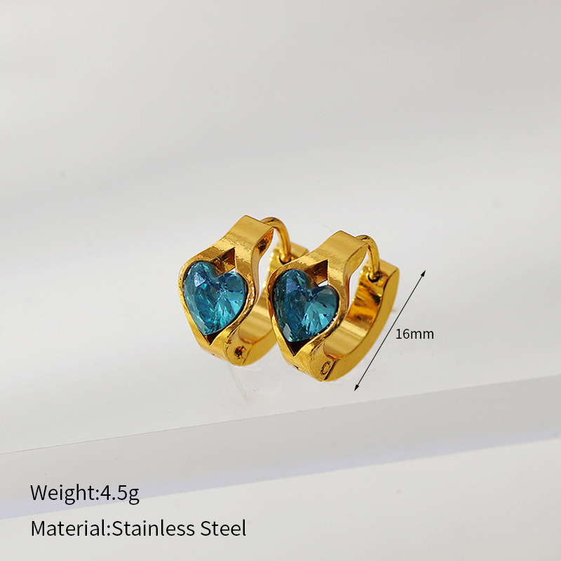1 Paire De Boucles D'Oreilles Créoles Romantiques En Forme De Cœur, En Acier Inoxydable Étanche, Pour Femme. h5Image2