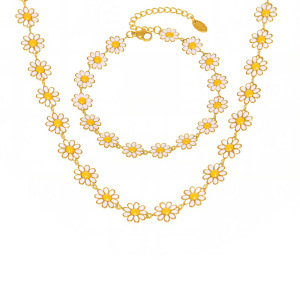 Ensemble De Colliers Pour Femmes Sweet Daisy En Acier Inoxydable Étanche Couleur Or (1 Pièce) h5 Image7