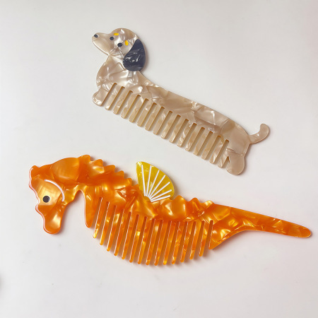 Peigne pour femme en feuille d'acétate de cellulose d'organisme marin, 1 pièce 2