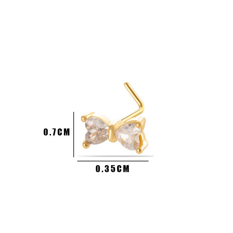 1 Piercing De Nez En Forme De Cœur En Cuivre Doré Et Zircon h5Image2
