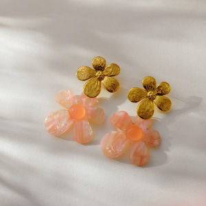 1 Paire De Boucles D'Oreilles Pendantes En Acétate Imitation Fleur, Série Romantique h5 Image5