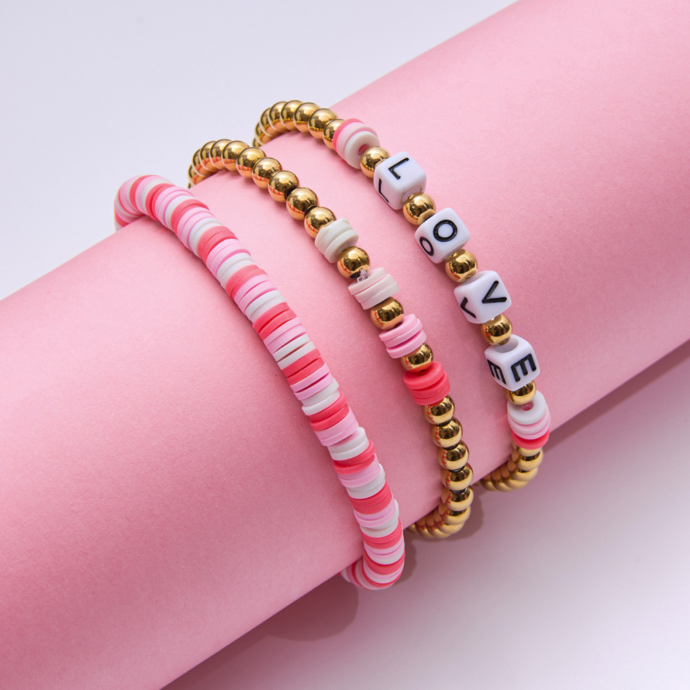 Bracelet De Perles Pour Femme, 1 Pièce, En Pâte Polymère Et Acier Inoxydable, Étanche. Image7