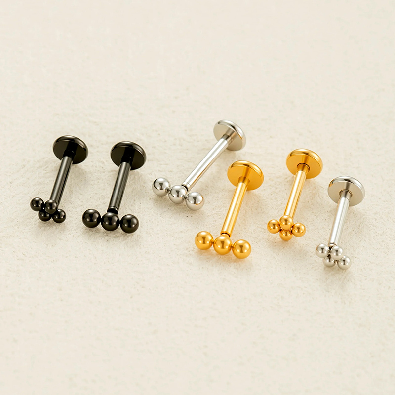 1 Boucle D'Oreille Piercing Femme Daily Ball En Acier Inoxydable Étanche Couleur Or Image4