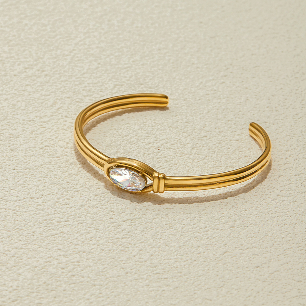 Bracelet Élégant Ovale En Acier Inoxydable, Étanche, Couleur Or, Pour Femme (1 Pièce) h5Image4