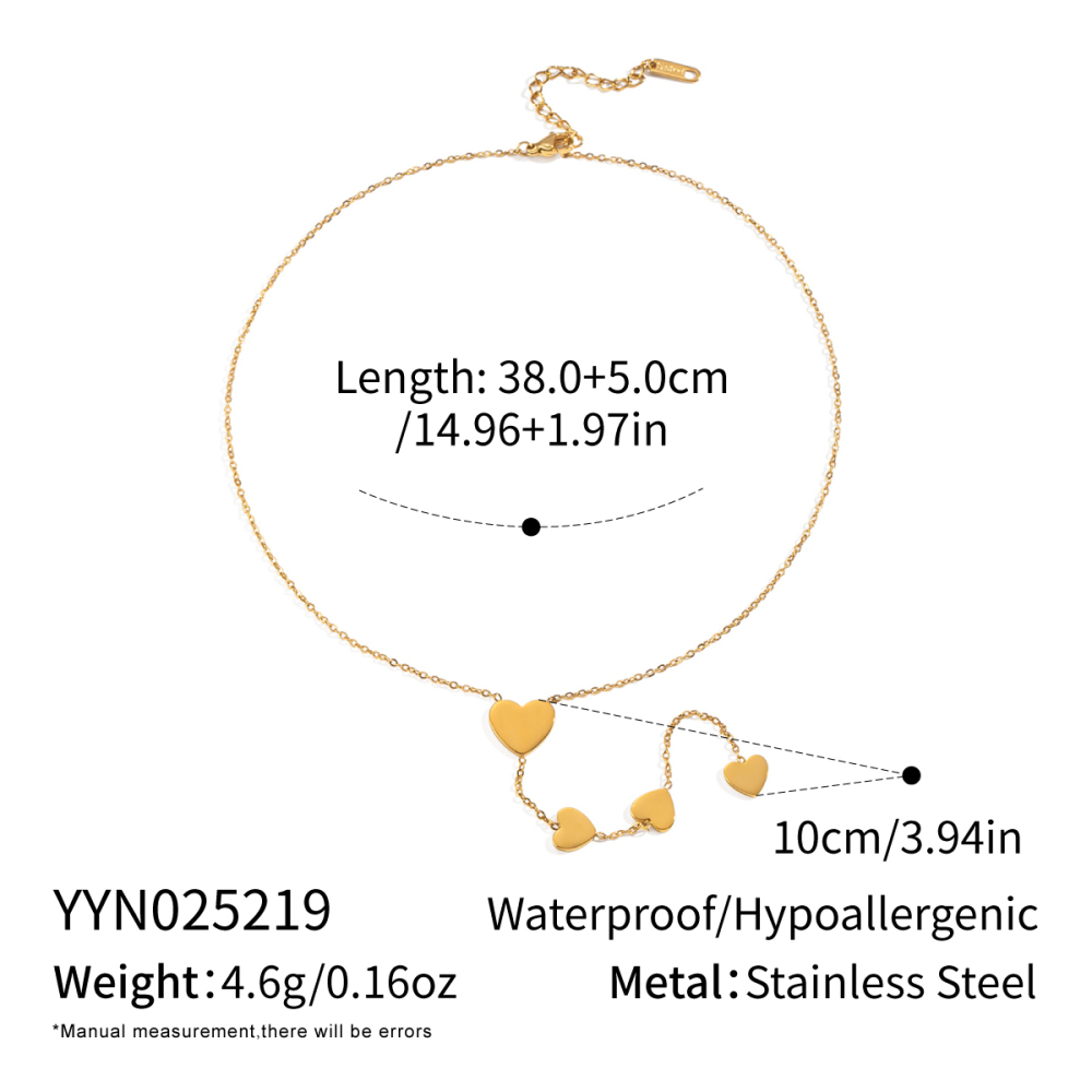 1 Paire De Colliers Simples En Acier Inoxydable Couleur Or Pour Femme Avec Pendentif En Forme De Cœur 