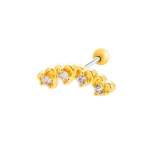 Boucles D'Oreilles Percées Délicates En Cuivre Et Zircon Pour Femme, 1 Pièce h5 Image6