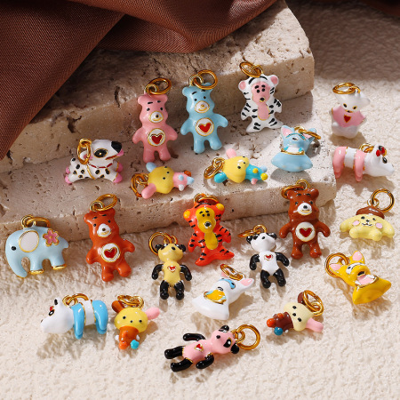 Pendentif DIY en acier inoxydable étanche, motif animal mignon (1 pièce)