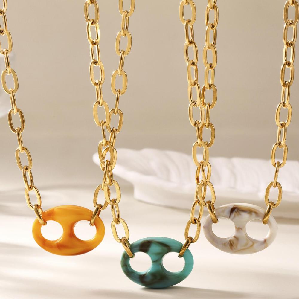 Collier Pendentif Femme Chic Et Élégant, De Forme Irrégulière, En Acier Inoxydable, Étanche, Couleur Or (1 Pièce) Image6