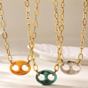 Collier Pendentif Femme Chic Et Élégant, De Forme Irrégulière, En Acier Inoxydable, Étanche, Couleur Or (1 Pièce) h5 Image6