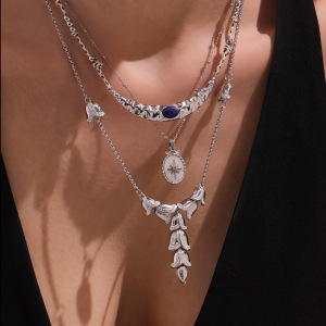 Collier Pendentif Femme Chic En Acier Inoxydable Étanche Couleur Or Avec Pierre Naturelle (1 Pièce) h5 Image5