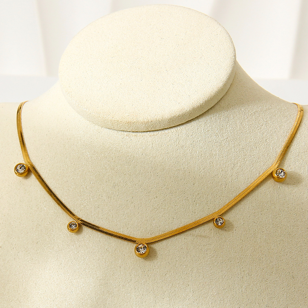 Collier Pendentif Simple Pour Femme, En Acier Inoxydable Étanche, Avec Chaîne Ronde Et Bracelet. Image5
