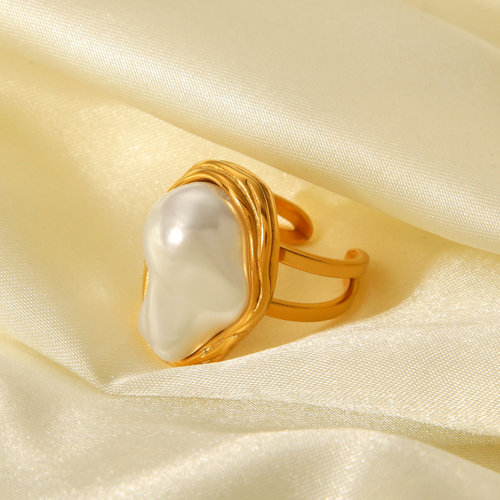 Bague Simple Et Élégante Au Quotidien, En Acier Inoxydable, De Forme Irrégulière Et Imperméable (1 Pièce). Image4