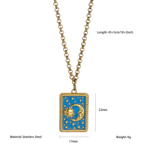 Collier Pendentif Classique Pour Femme, En Acier Inoxydable Étanche, Couleur Or, Avec Motif Tarot (1 Pièce) h5