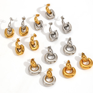 1 Paire De Boucles D'Oreilles Pendantes Étanches En Acier Inoxydable Style Ins h5 Image3