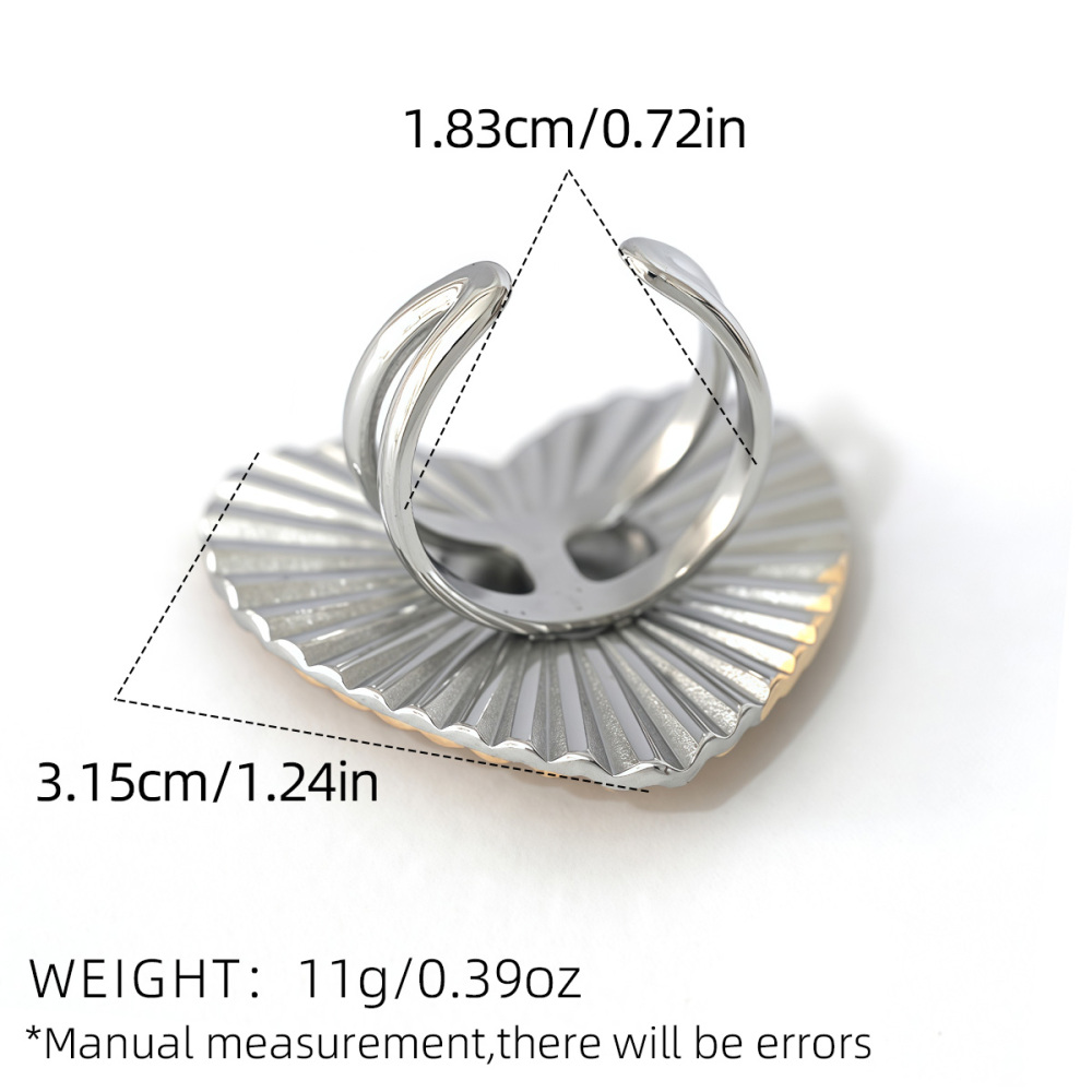 Bague Romantique Simple En Forme De Cœur, En Acier Inoxydable, Étanche (1 Pièce) Image2