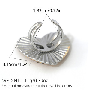 Bague Romantique Simple En Forme De Cœur, En Acier Inoxydable, Étanche (1 Pièce) h5 Image2