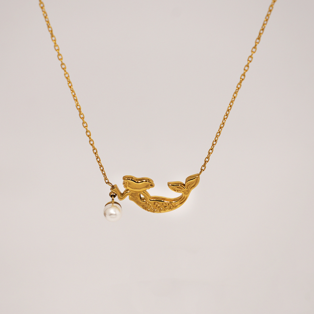Collier Pendentif Femme Étanche En Acier Inoxydable, Motif Poisson Simple (1 Pièce) 