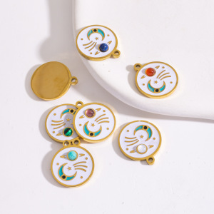 Pendentif Simple Et Classique Soleil/Lune En Acier Inoxydable Étanche À Monter Soi-Même h5 Image2