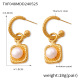 TXF048-Boucles d'oreilles en perles d'eau douce dorées Image8