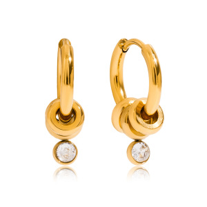 1 Paire De Boucles D'Oreilles Créoles Pour Femme, En Acier Inoxydable Étanche, Couleur Or, Collection Simple Series. h5 