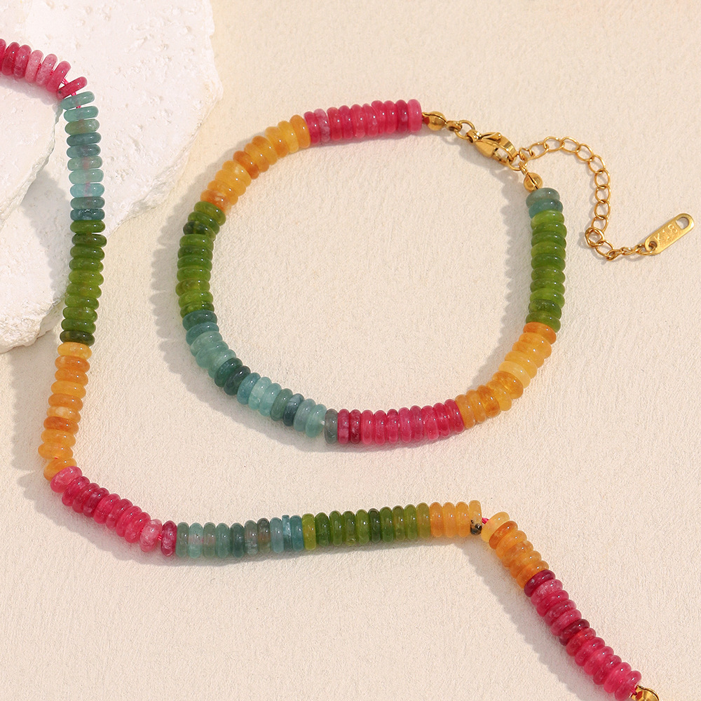 Collier Élégant En Perles Et Pierres Naturelles Pour Femme, 1 Pièce h5Image3