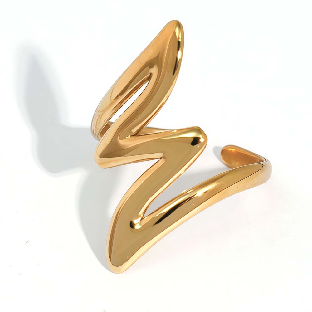 Bague Minimaliste En Acier Inoxydable Doré, Étanche, Collection Daily Lines (1 Pièce). 