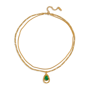 Collier Ethnique À Plusieurs Rangs En Acier Inoxydable Doré, Imperméable Et Orné De Pierres Naturelles. h5 Image6