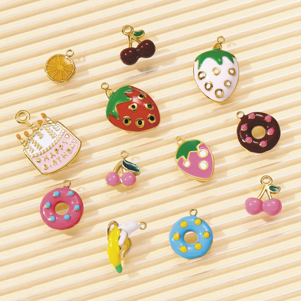 Pendentif Femme En Acier Inoxydable Étanche, Motif Alimentaire Romantique (1 Pièce) h5Image5