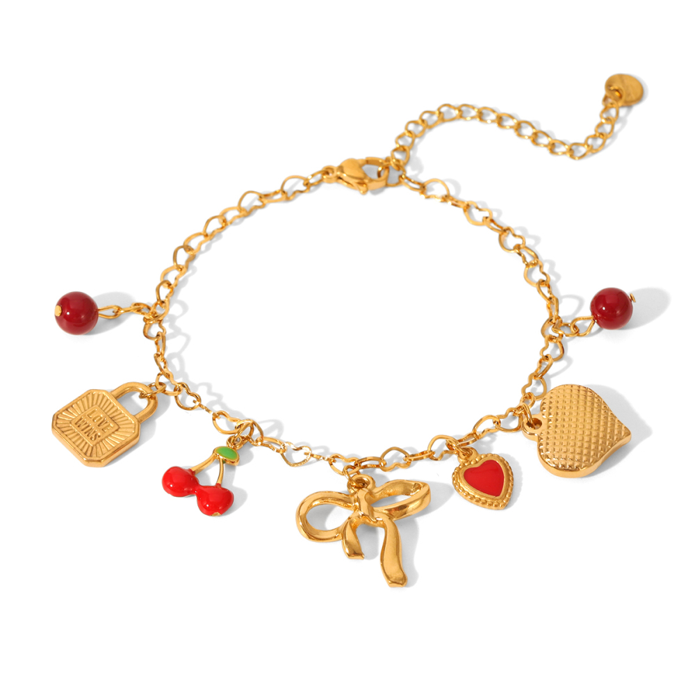 Bracelet À Breloques Pour Femme, 1 Pièce, Collection Simple, Nœud Papillon Quotidien, En Acier Inoxydable Étanche. 
