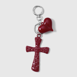 1 Paire De Breloques Rétro En Forme De Cœur Avec Croix Rouge Vin h5