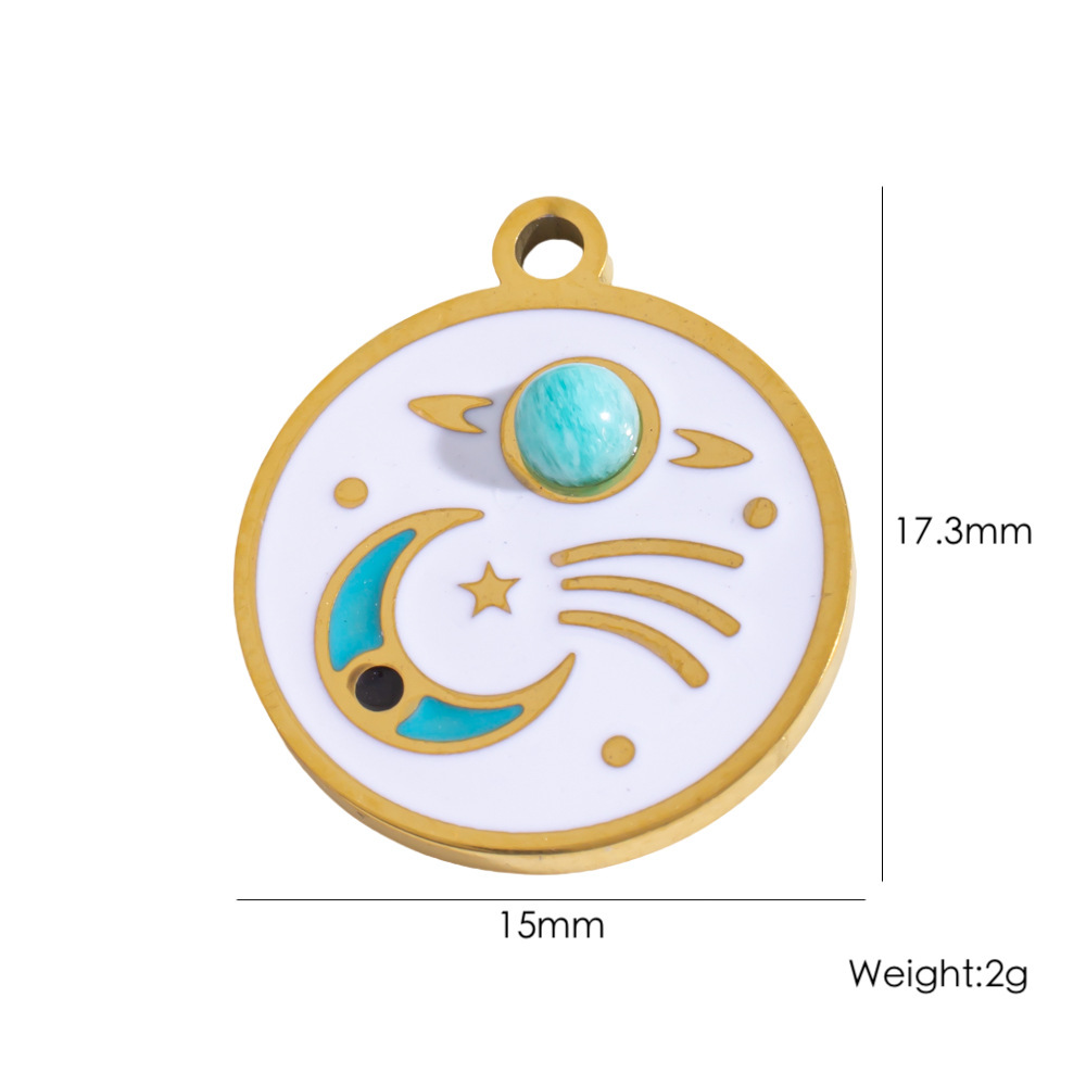 Pendentif Simple Et Classique Soleil/Lune En Acier Inoxydable Étanche À Monter Soi-Même Image2