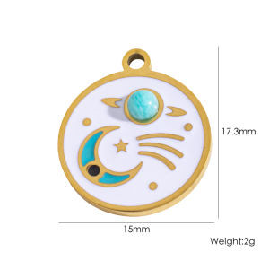 Pendentif Simple Et Classique Soleil/Lune En Acier Inoxydable Étanche À Monter Soi-Même h5 Image2