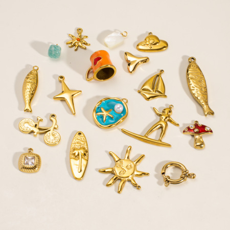 1 pendentif femme mignon à faire soi-même en forme de cœur et de poisson, en acier inoxydable étanche 2