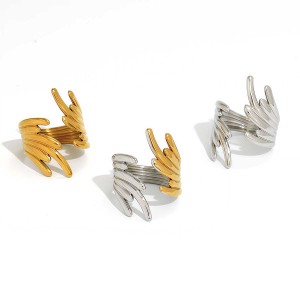 Bague Tendance Casual Wings En Acier Inoxydable Étanche Couleur Or (1 Pièce) h5 Image4