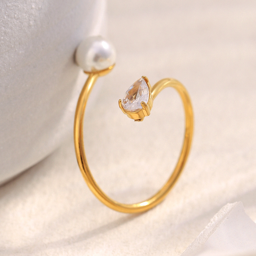 Bague Minimaliste Élégante Et Torsadée En Acier Inoxydable, Étanche, Couleur Or (1 Pièce) h5Image5