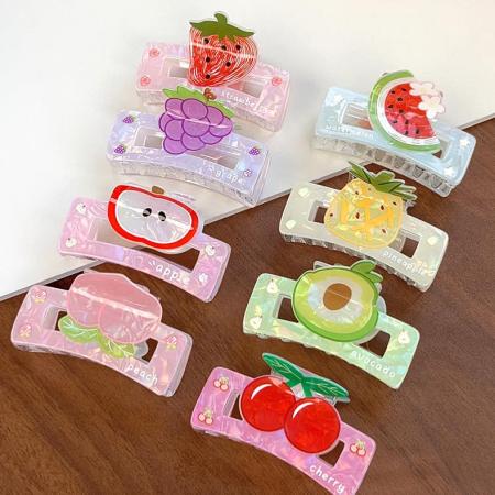 Pinces à cheveux en acrylique pour femmes, série Fruits, 1 pièce 2
