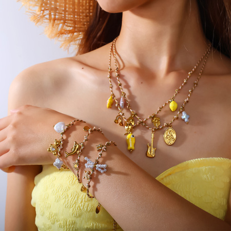 1 collier tressé DIY en acier inoxydable Oceanic, étanche, couleur or