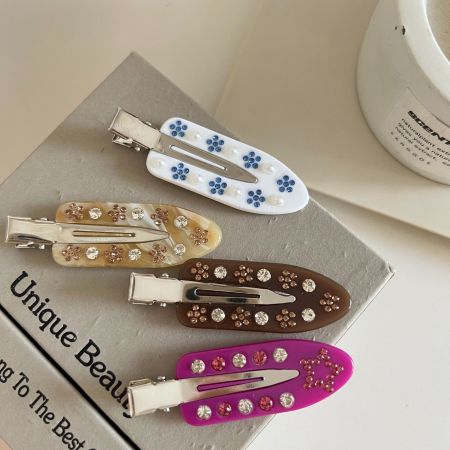 1 paire de pinces à cheveux en acétate pour femme, série Simple, motif floral mignon 2