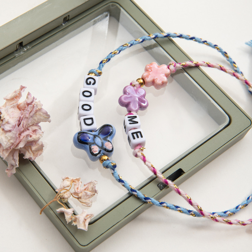 Bracelet À Perles Pour Femme, En Acier Inoxydable Coloré Et Étanche, Avec Inscription « Sweet Letter » (1 Pièce). Image7