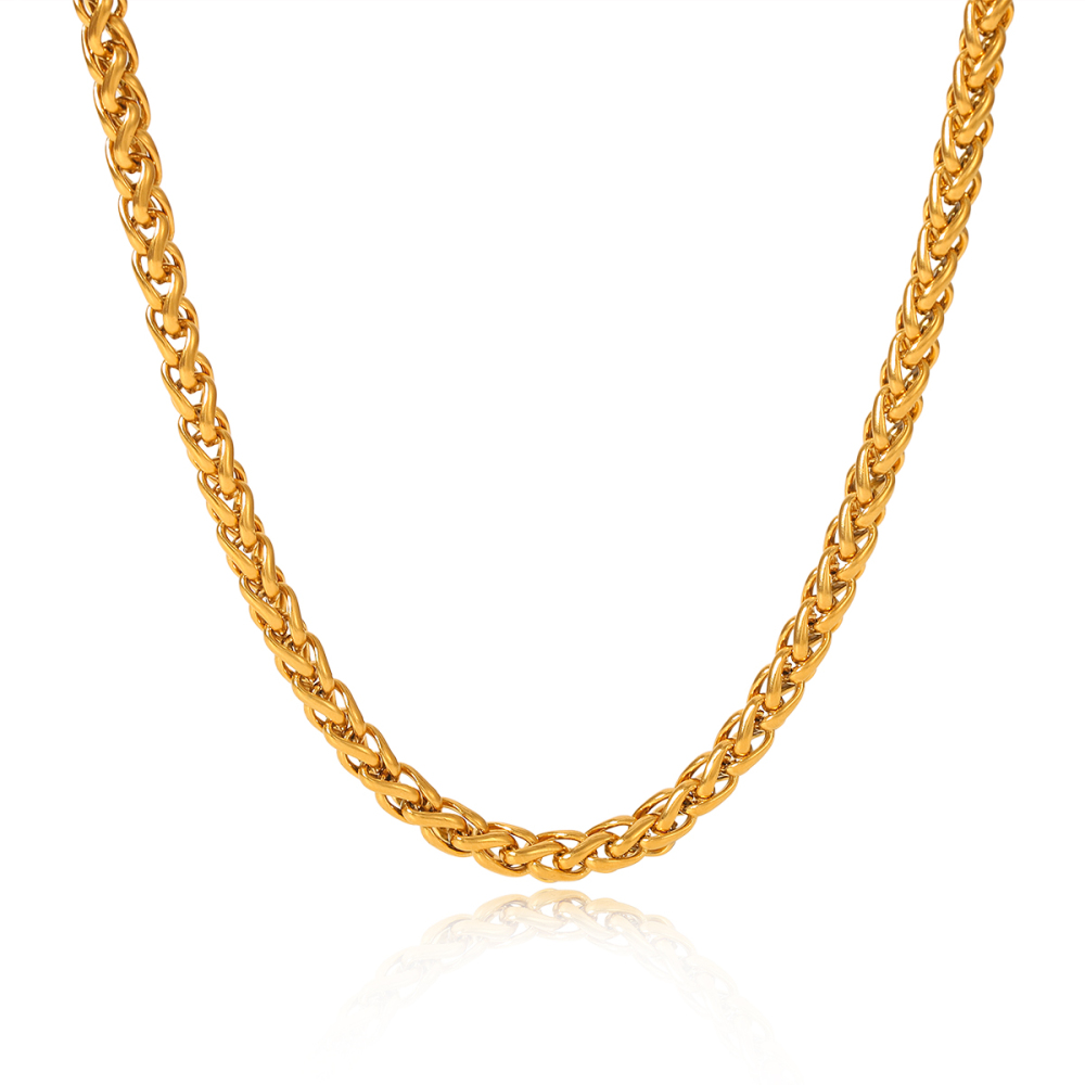 1 Collier À Maillons Quotidiens En Acier Inoxydable Étanche Couleur Or Pour Femme