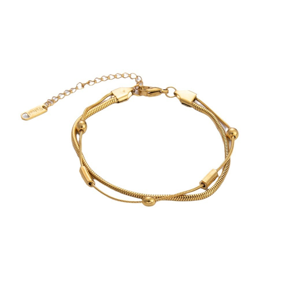Bracelet Chaîne Pour Femme, 1 Pièce, Série Classique, Couleur Unie, En Acier Inoxydable, Étanche, Doré, À Faire Soi-Même Image6
